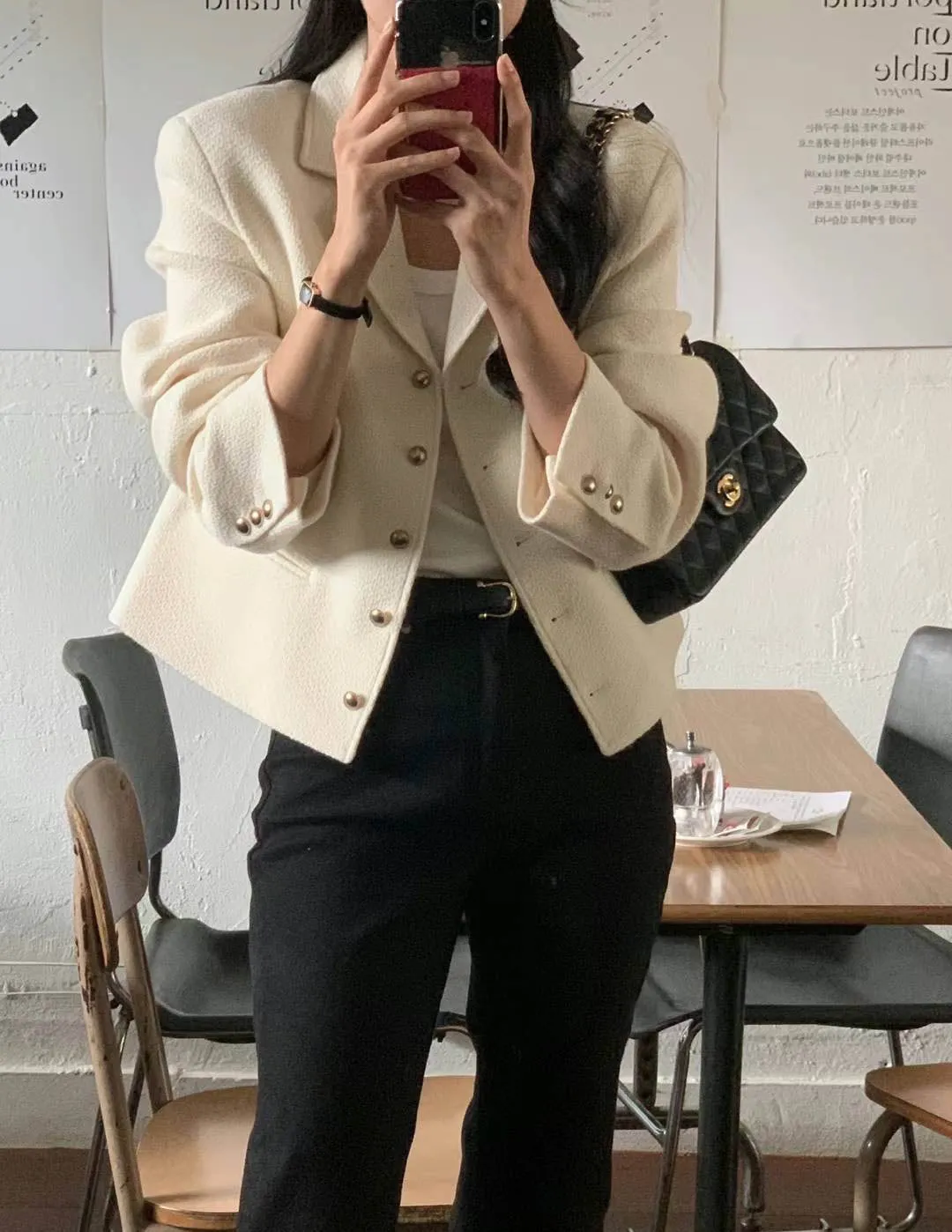 SACHI WOOL ALPACA CROP BLAZER IVORY
