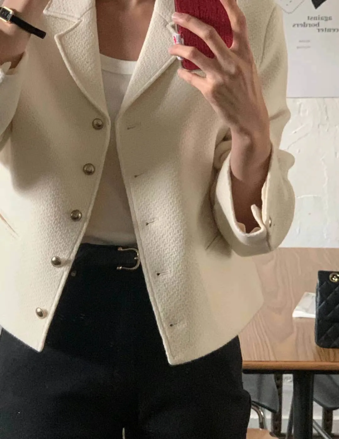 SACHI WOOL ALPACA CROP BLAZER IVORY