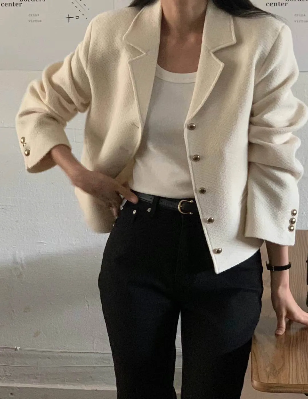 SACHI WOOL ALPACA CROP BLAZER IVORY