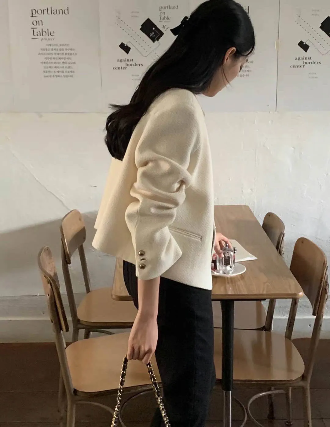 SACHI WOOL ALPACA CROP BLAZER IVORY