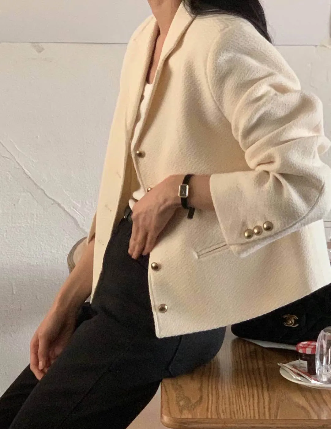 SACHI WOOL ALPACA CROP BLAZER IVORY