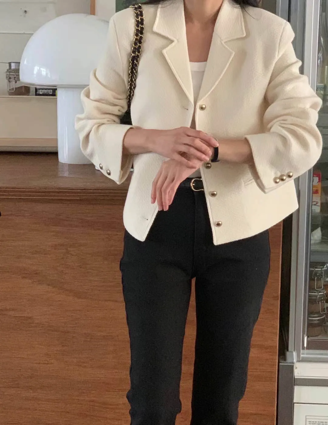 SACHI WOOL ALPACA CROP BLAZER IVORY
