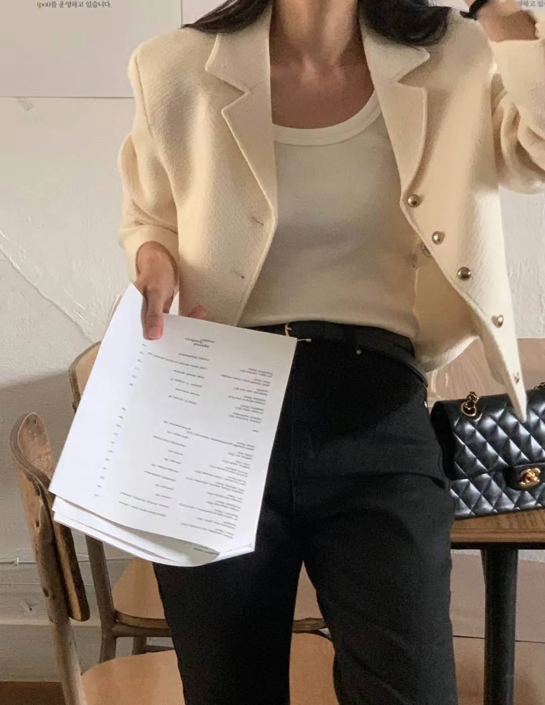 SACHI WOOL ALPACA CROP BLAZER IVORY