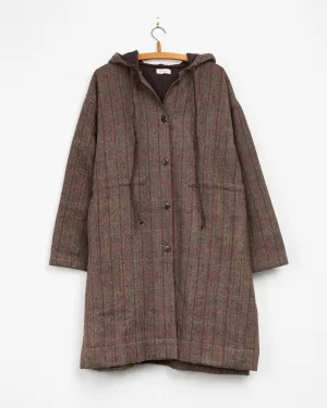 Samaya Hooded Coat in Camel Plaid