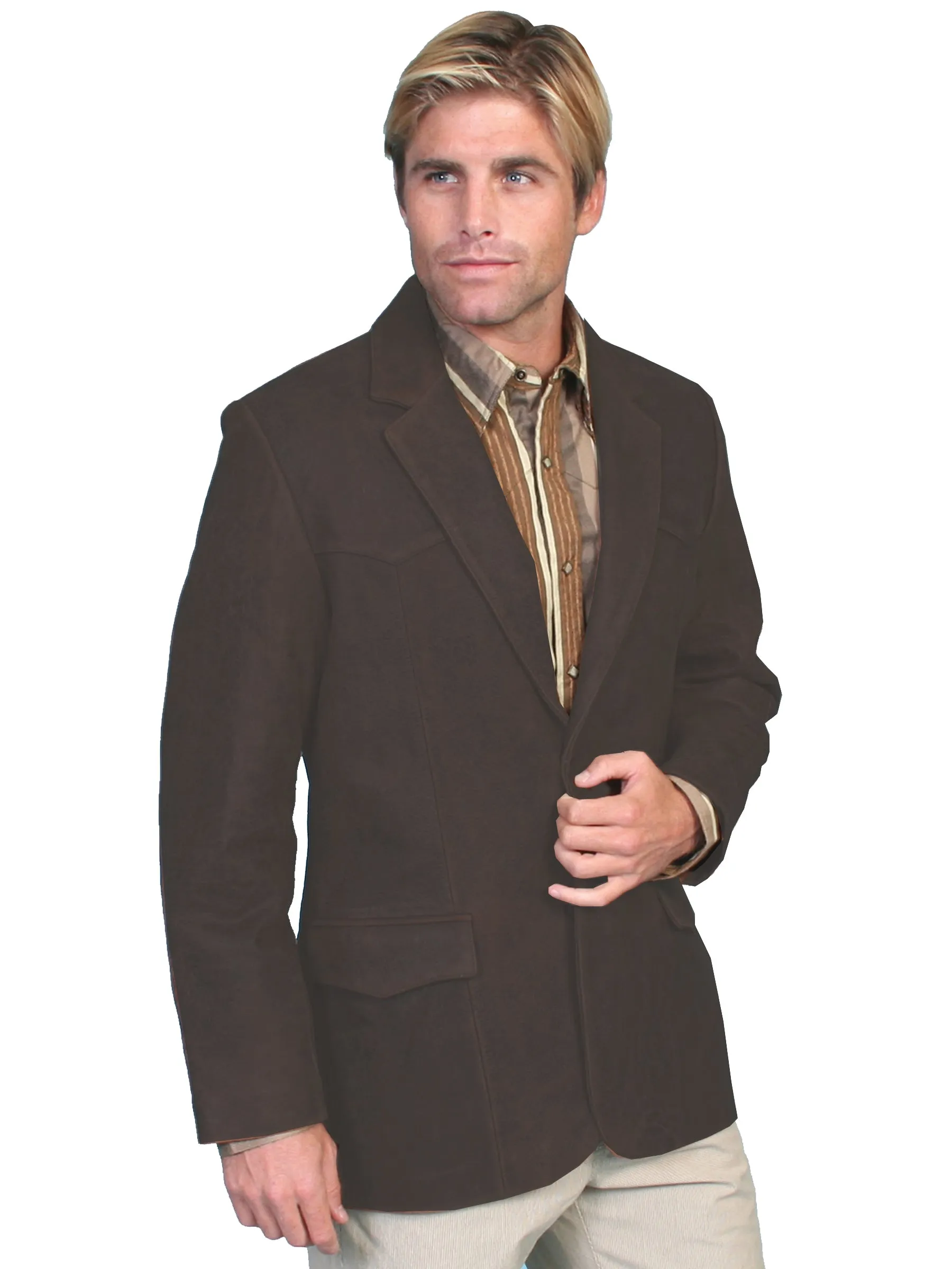 Scully Leather Mens Western Sportcoat Blazer Jacket Button Front Brown 54L