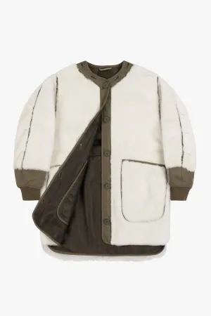 Shearling Coat - Ivory / Dark Olive