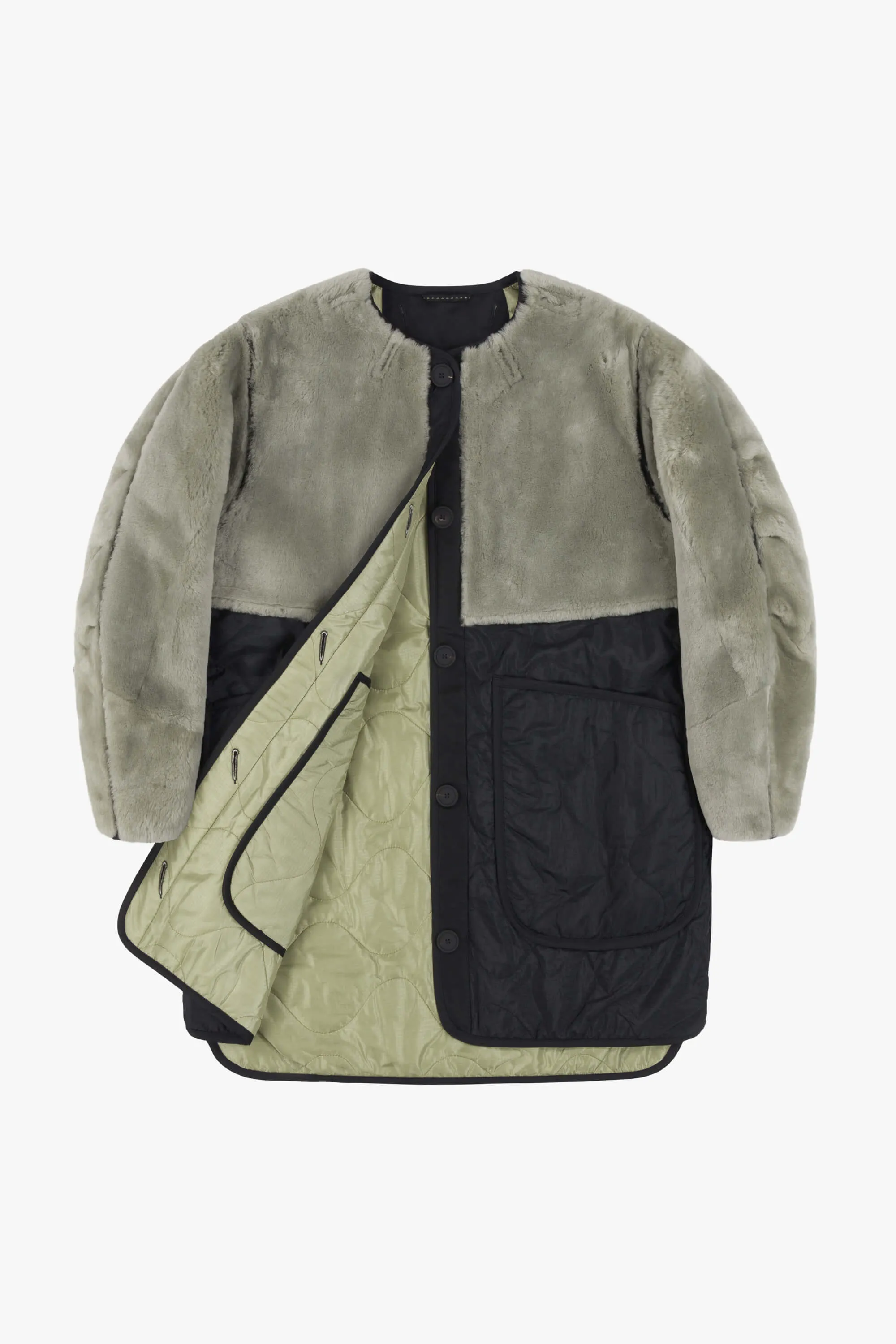 Shearling Quilt Jacket - Pale Jade / Pale Sage