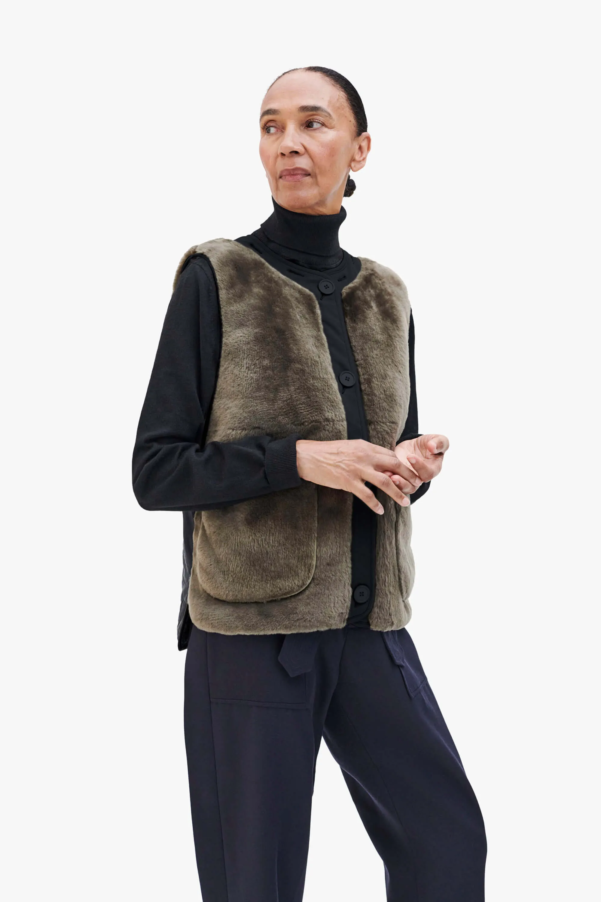 Shearling Quilt Liner - Dark Olive / Stone