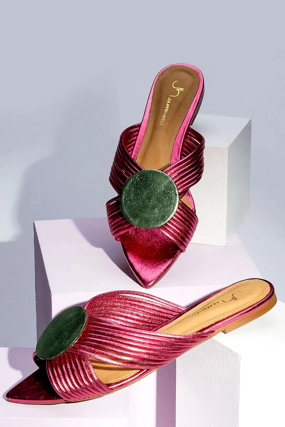 SHOES - Metallic Slide • Fuchsia