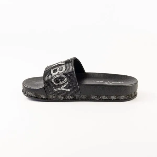 Sissy Boy Branded Bling Slide Black - Sh921