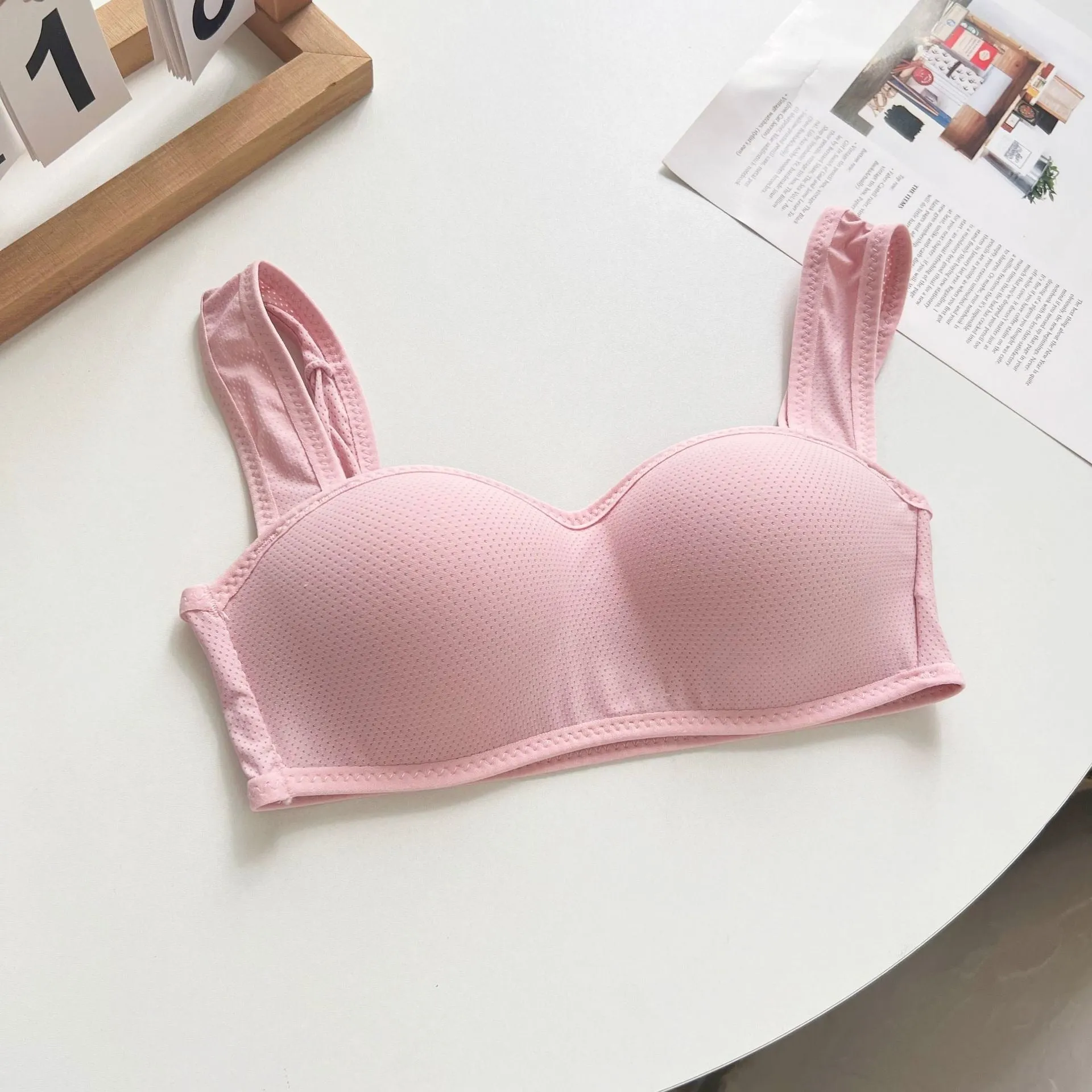 SP&CITY Korean Sports U-Shaped Wide Shoulder Women's Bra - Comfortable, Breathable Cotton