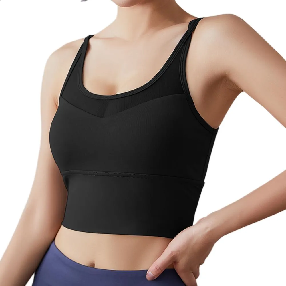 Sports Bra Gauze Design Thin Shoulder Strap Shockproof Cross Backless