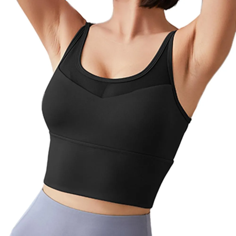 Sports Bra Gauze Design Thin Shoulder Strap Shockproof Cross Backless