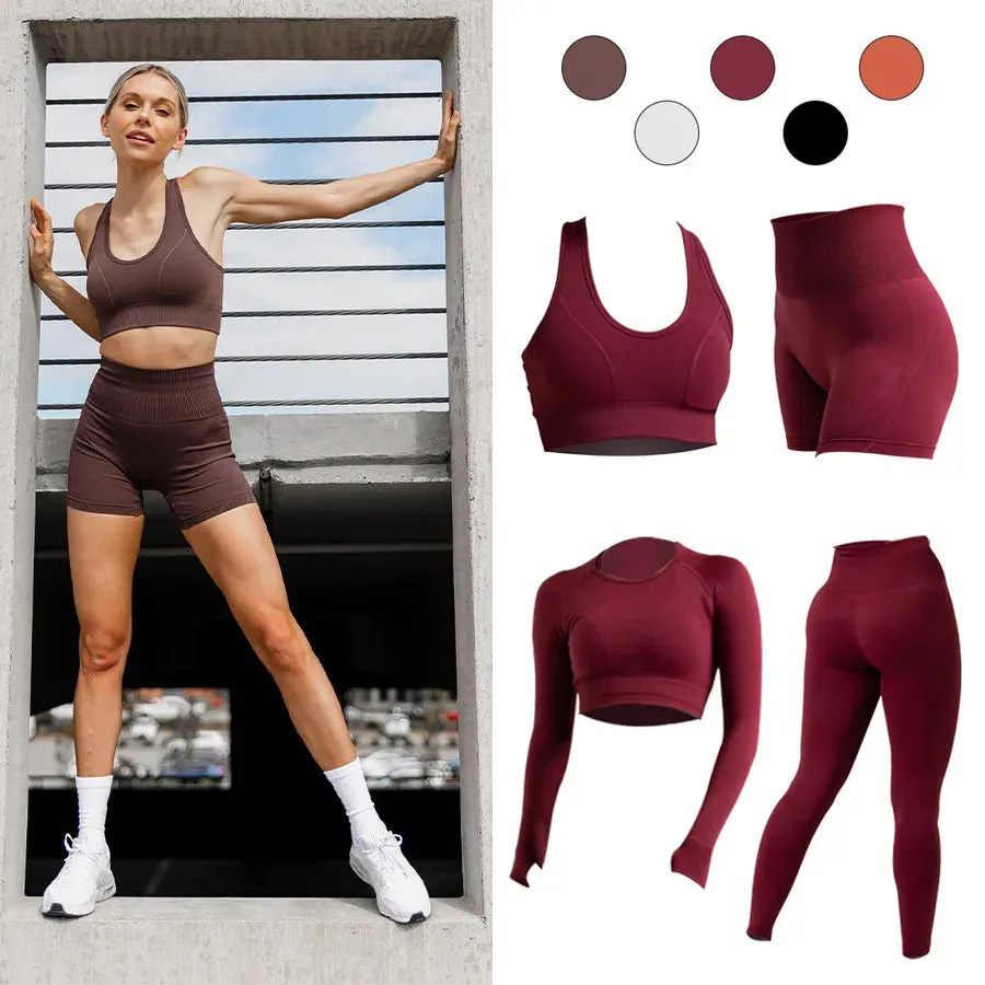 sports solid color nylon u neck tracksuit vest leggings