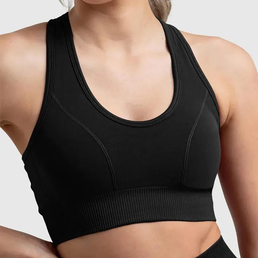 sports solid color nylon u neck tracksuit vest leggings