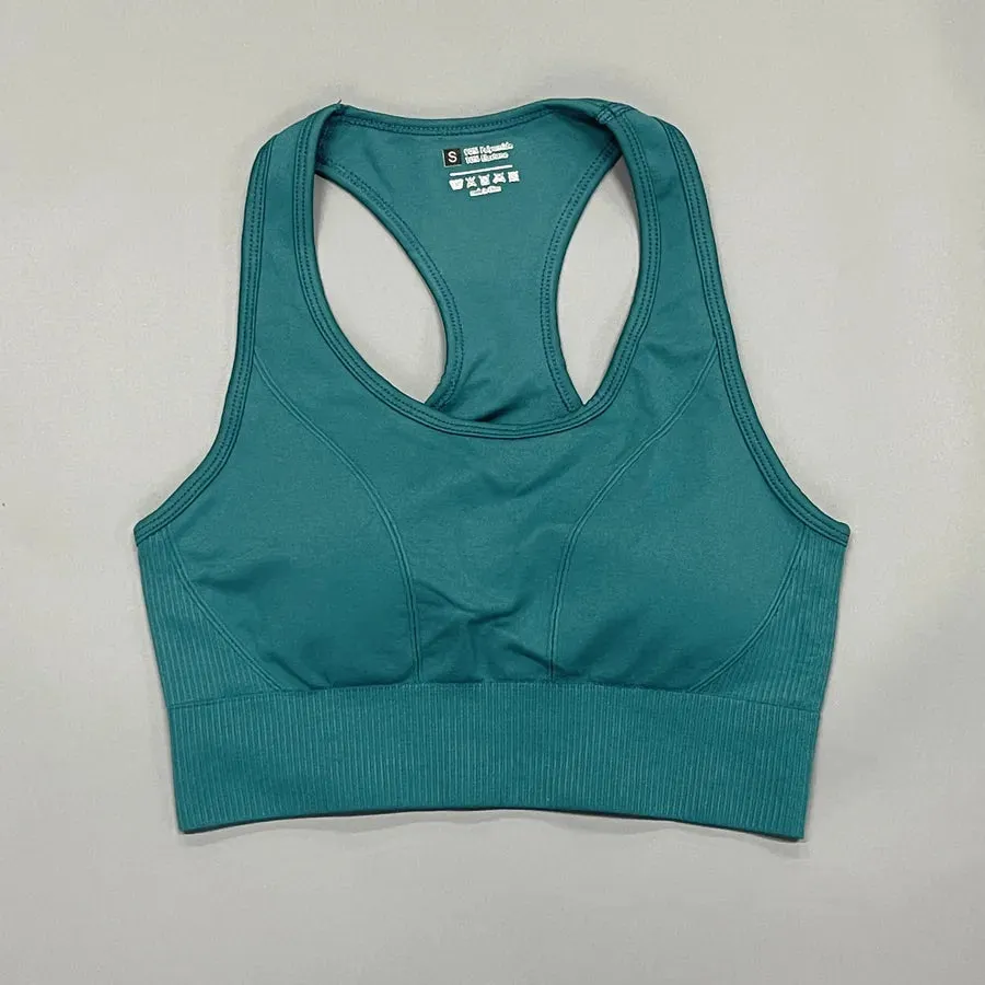 sports solid color nylon u neck tracksuit vest leggings
