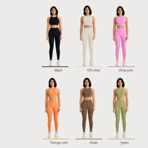Sports Stripe Nylon Spandex Round Neck Tracksuit Vest Skinny Pants