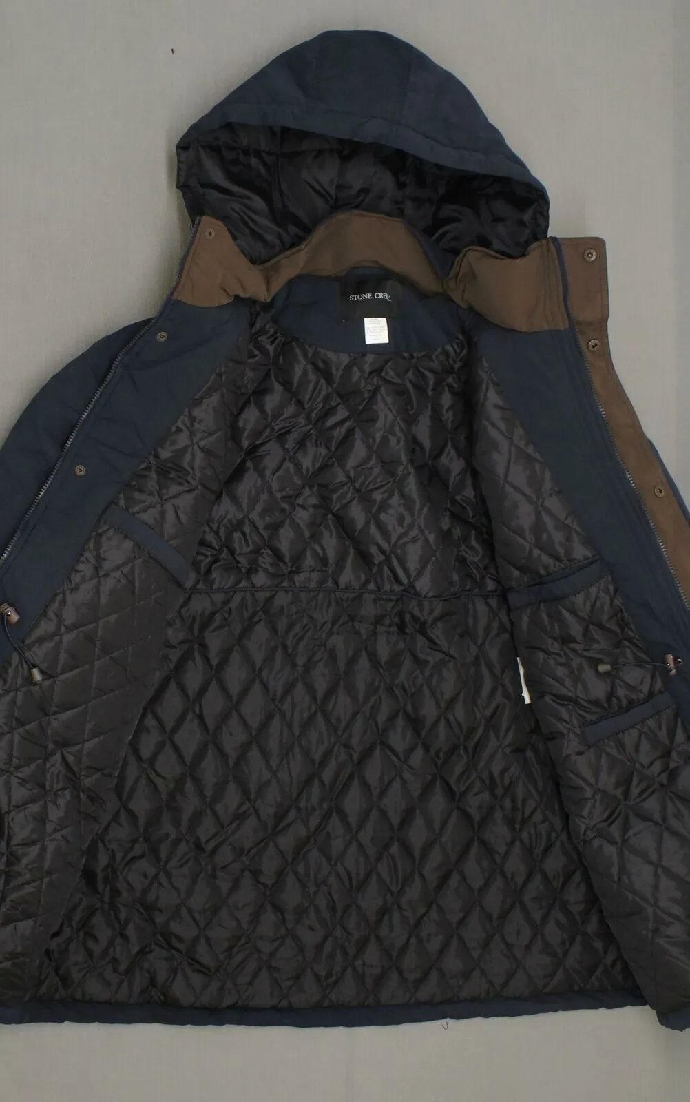 Stone Creek Men's Removable Hood Quilt Lined Parka Navy XL