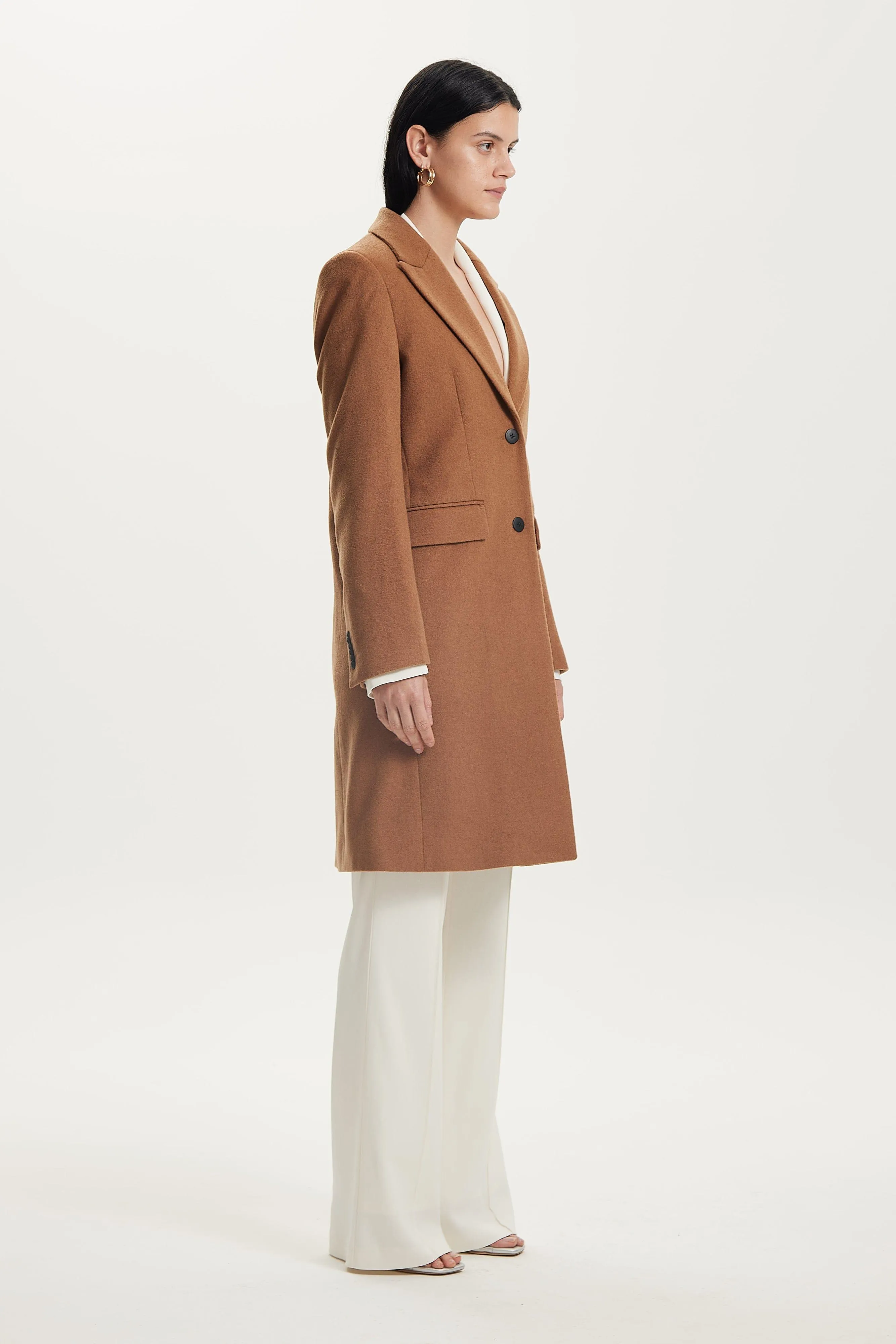 STRAIGHT FORWARD WOOLEN BLAZER | CARAMEL