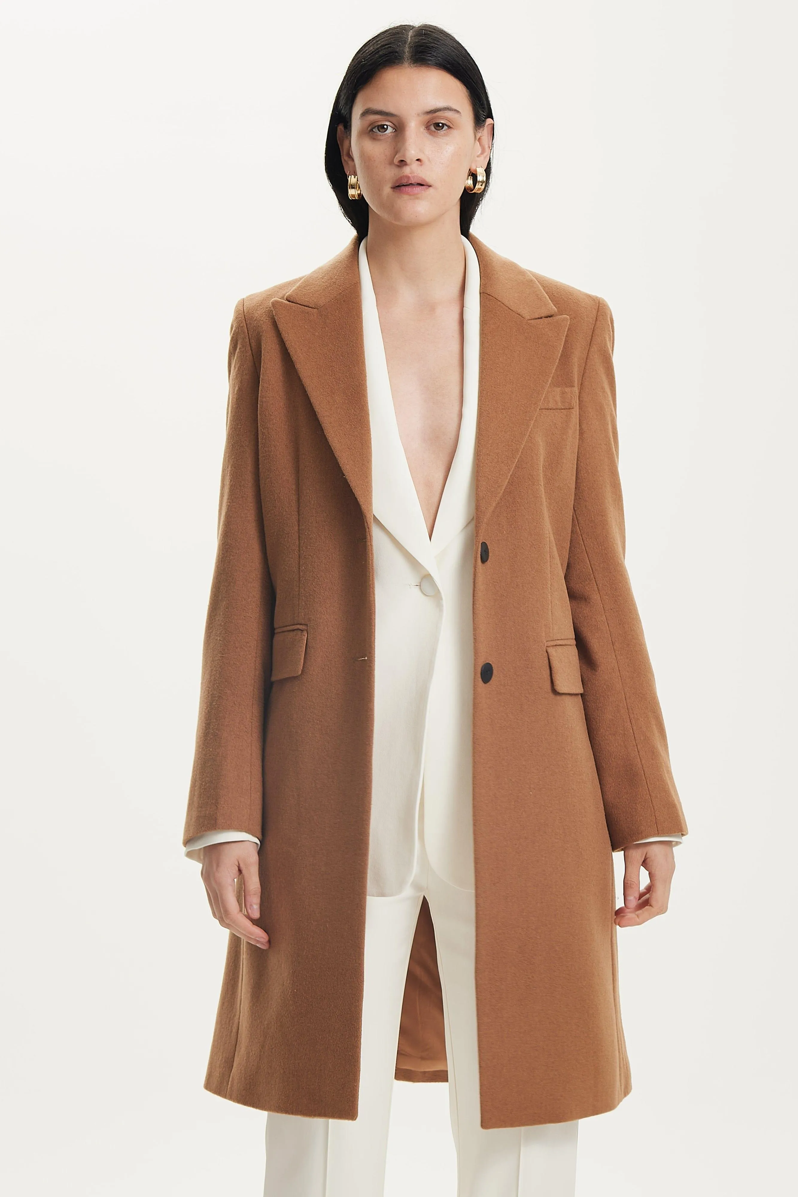 STRAIGHT FORWARD WOOLEN BLAZER | CARAMEL
