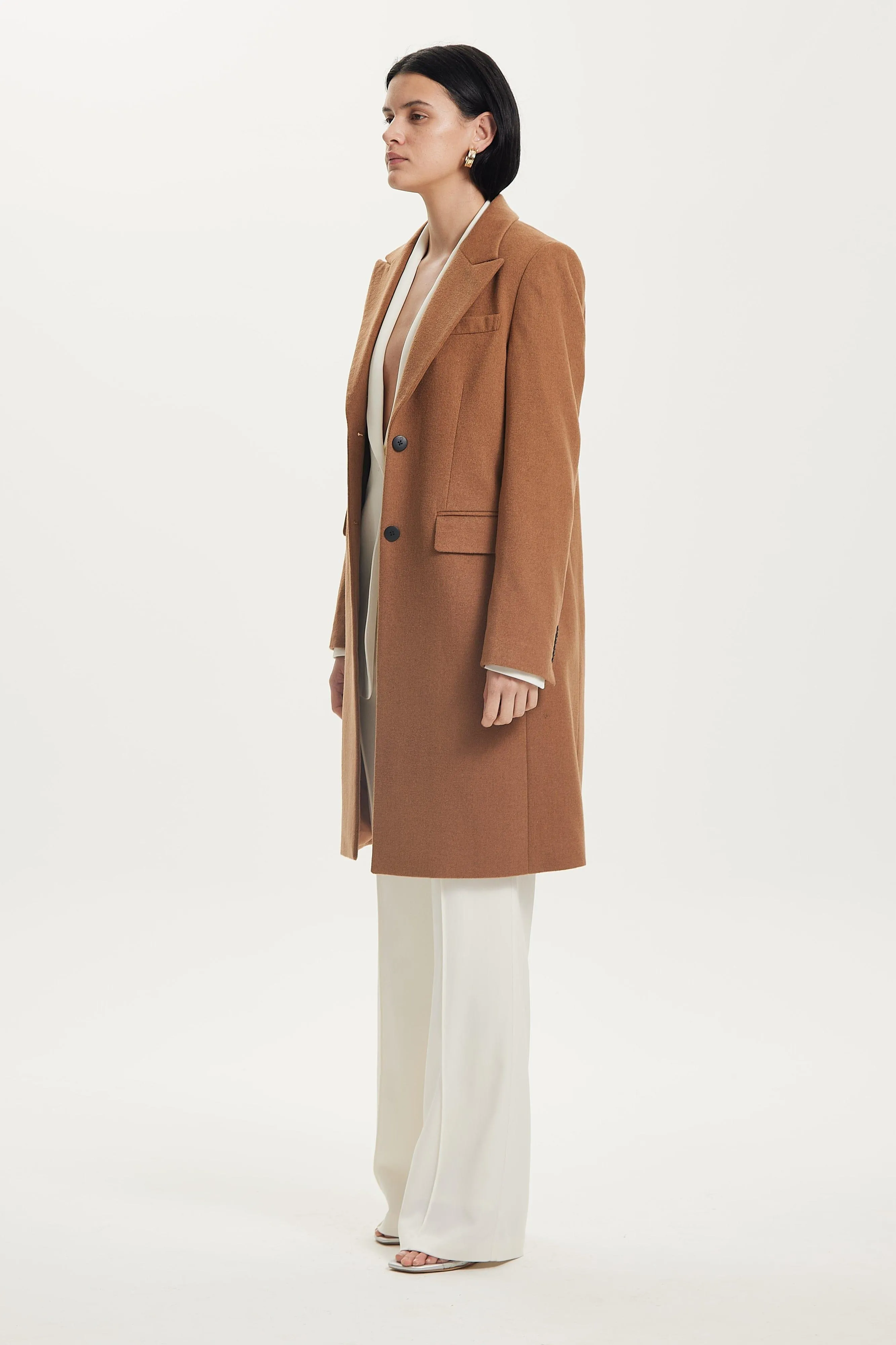 STRAIGHT FORWARD WOOLEN BLAZER | CARAMEL