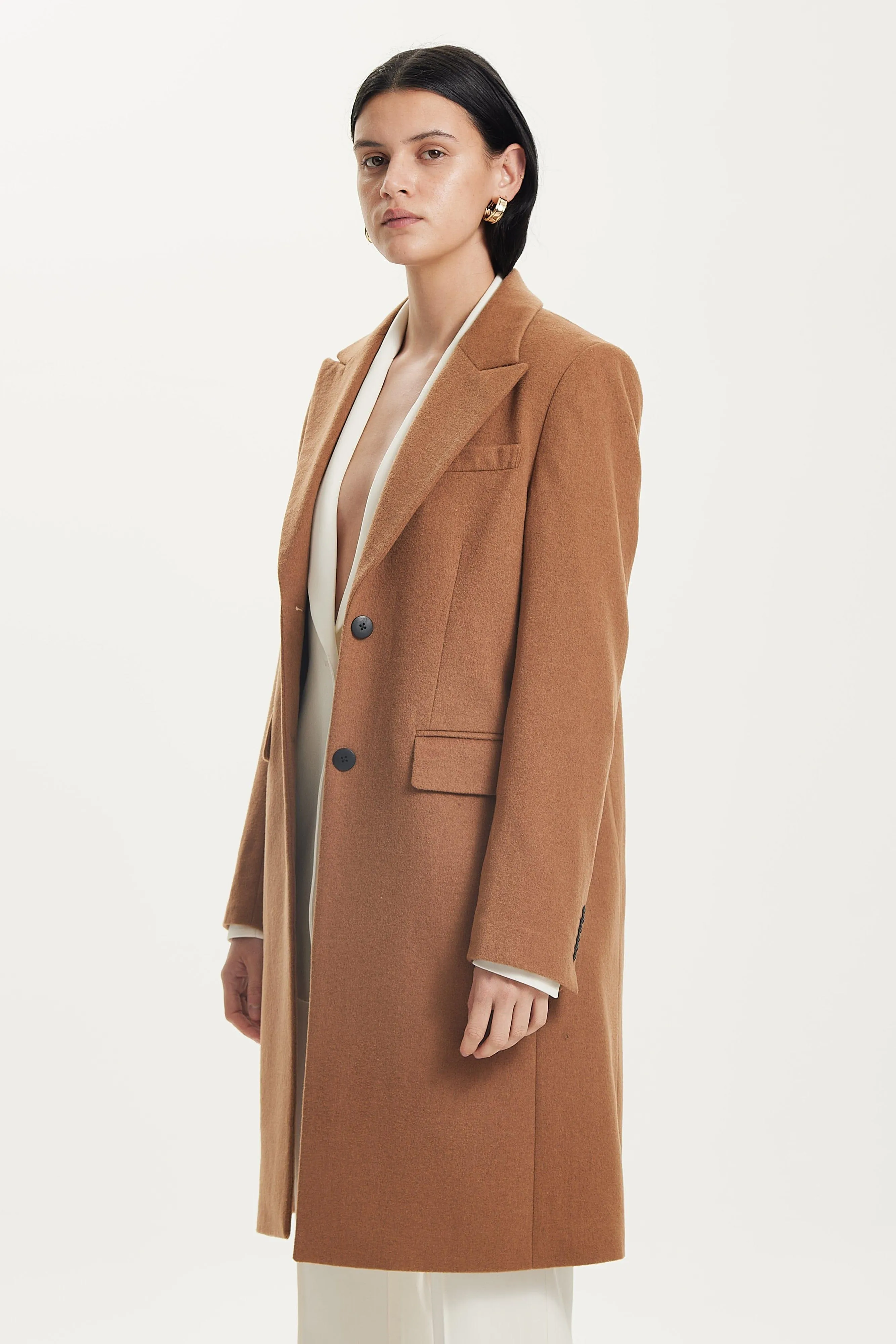 STRAIGHT FORWARD WOOLEN BLAZER | CARAMEL