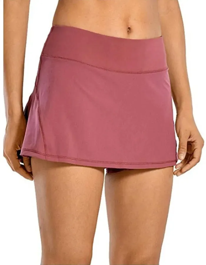 summer spring sports solid color spandex polyester above knee skirts