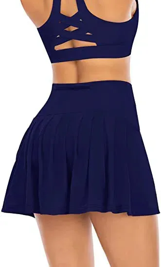 summer spring sports solid color spandex polyester above knee skirts