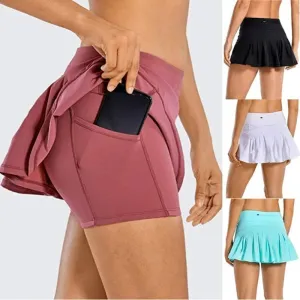 summer spring sports solid color spandex polyester above knee skirts