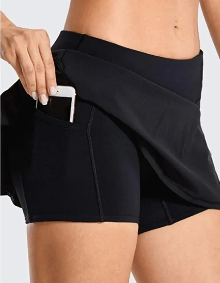 summer spring sports solid color spandex polyester above knee skirts