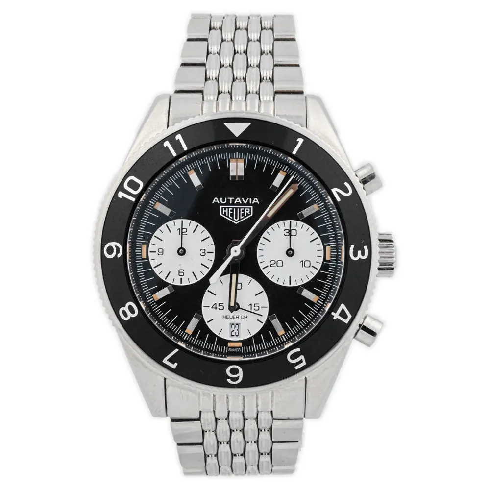 Tag Heuer Men's Autavia Stainless Steel 42mm Black Chronograph Stick Dial Watch Reference #: CBE2110.BA0687