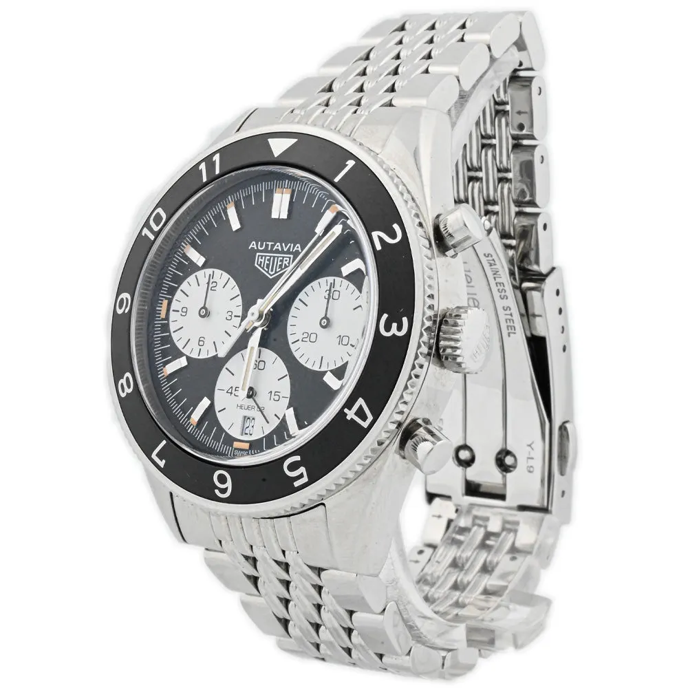 Tag Heuer Men's Autavia Stainless Steel 42mm Black Chronograph Stick Dial Watch Reference #: CBE2110.BA0687