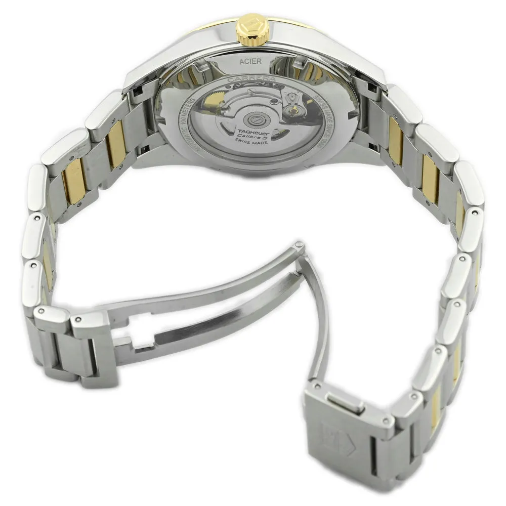 Tag Heuer Men's Carrera Calibre 5 18K Yellow Gold & Steel 39mm Biege Stick Dial Watch Reference #: WAR215A.BD0783