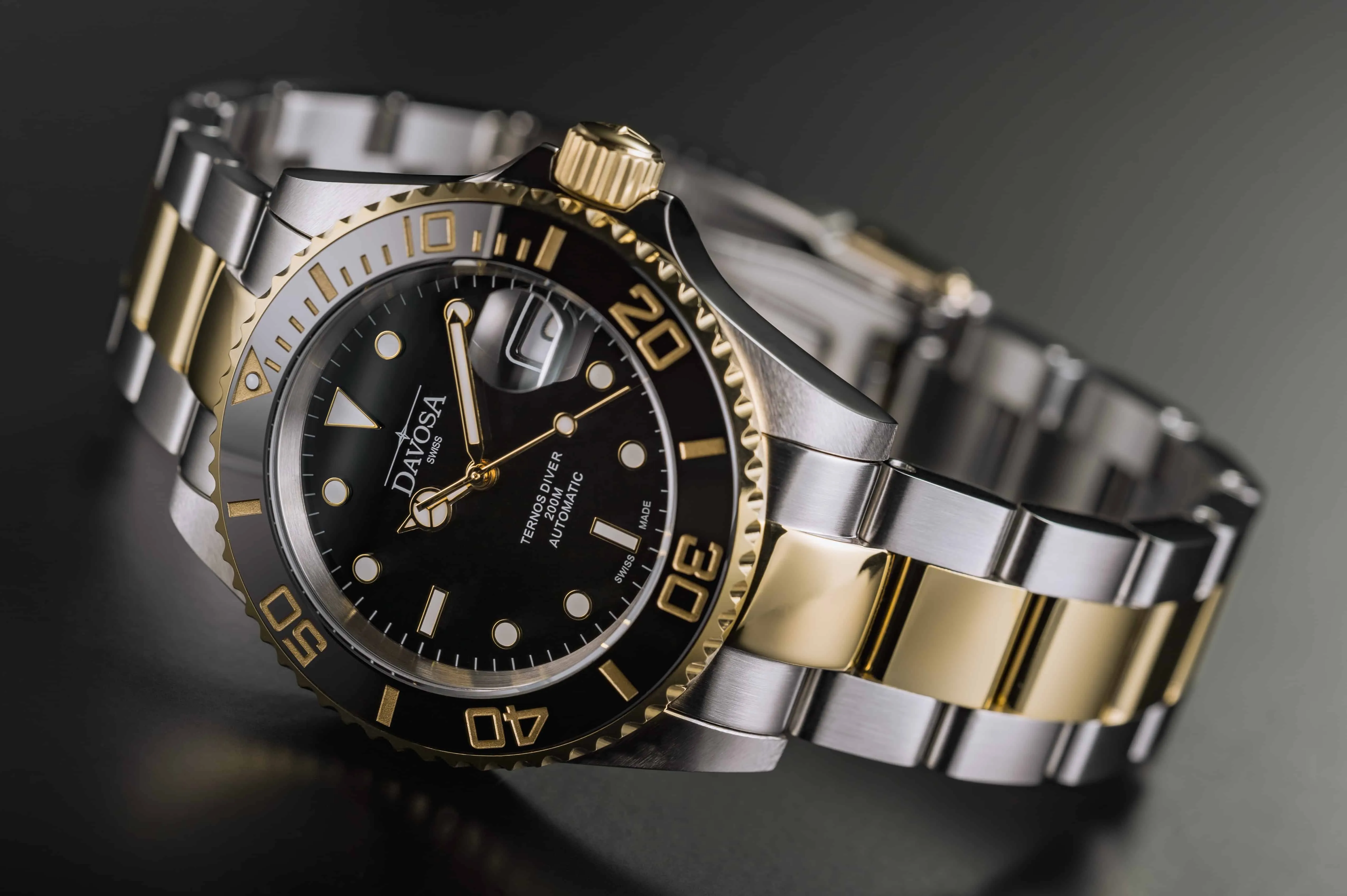 Ternos Ceramic Automatic Swiss-Made Black Gold Diving Watch 16155530