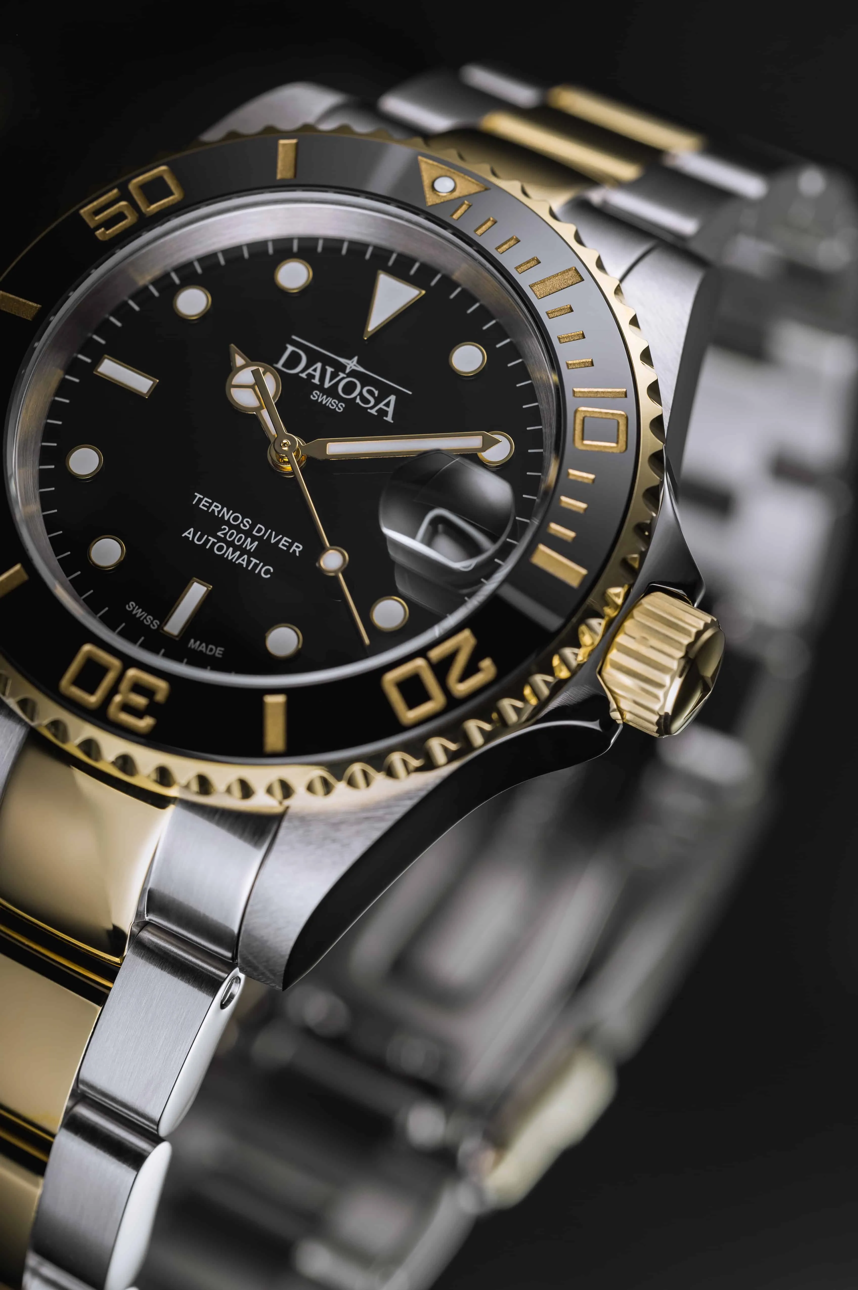 Ternos Ceramic Automatic Swiss-Made Black Gold Diving Watch 16155530