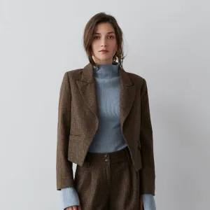 The Dakota Mini Houndstooth Crop Open Blazer