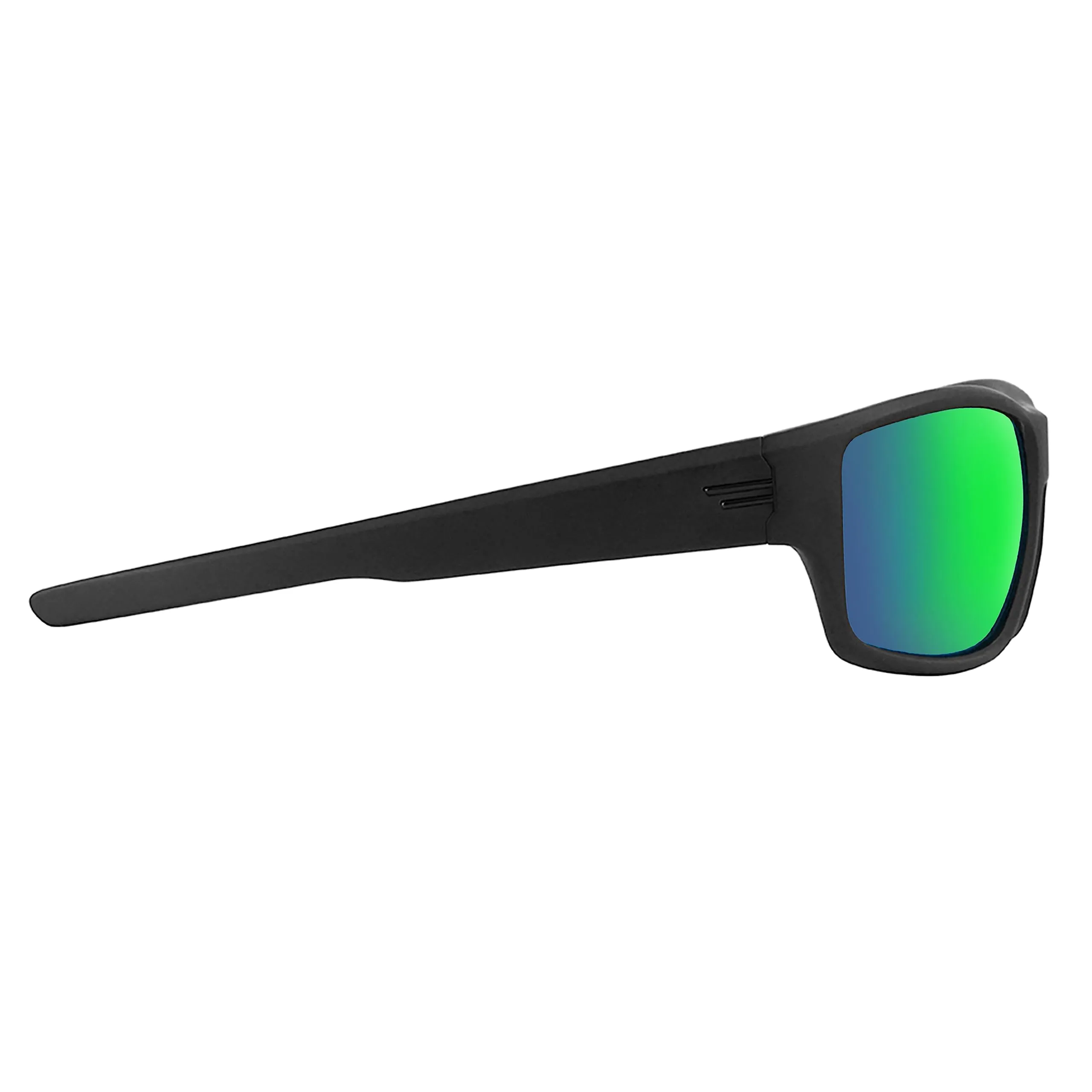 TOROE Performance Eyewear FIELD All Black Sports Polarized Sunglasses w/Hydrophobic Coating Polycarbonate AR Lenses (Matte Black | Black Emblem, Midnight Green (C3))