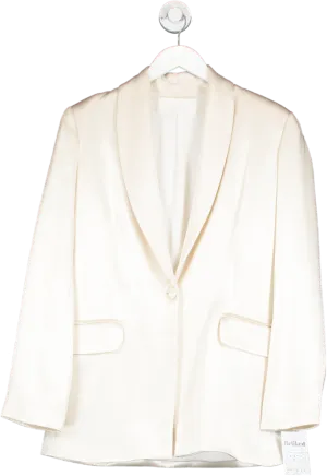 Total White Cream Flowing Satin Blazer UK S