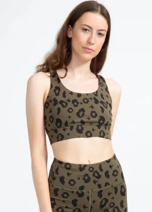 Ubud Sport-BH mit Green Leopard Print