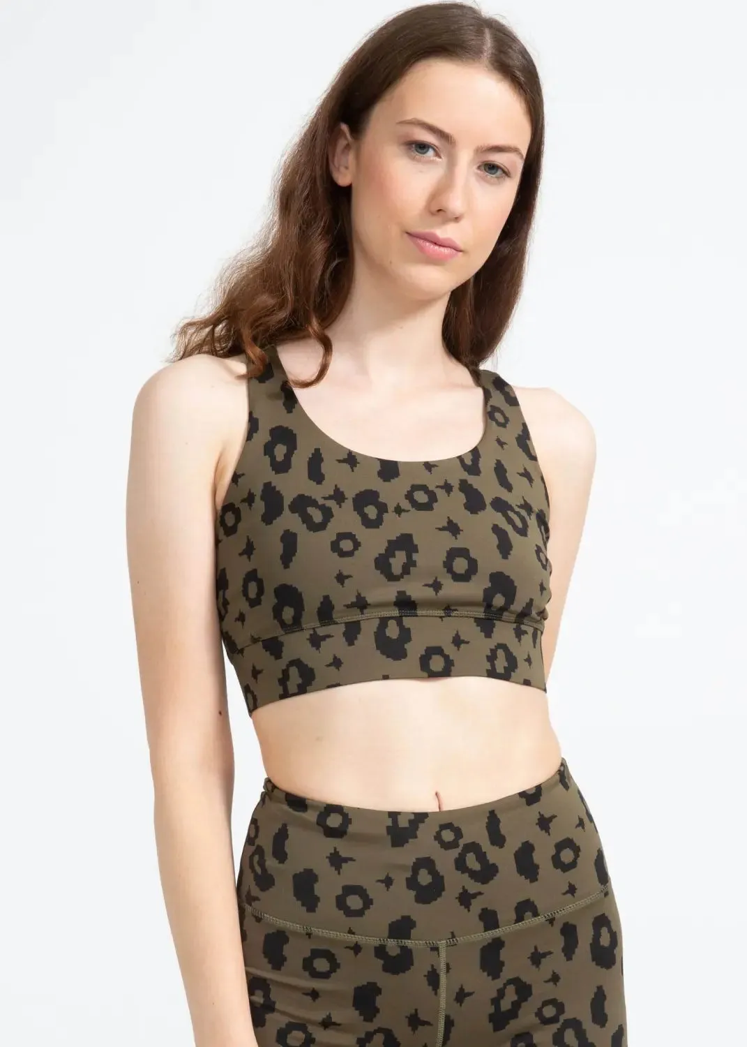 Ubud Sport-BH mit Green Leopard Print