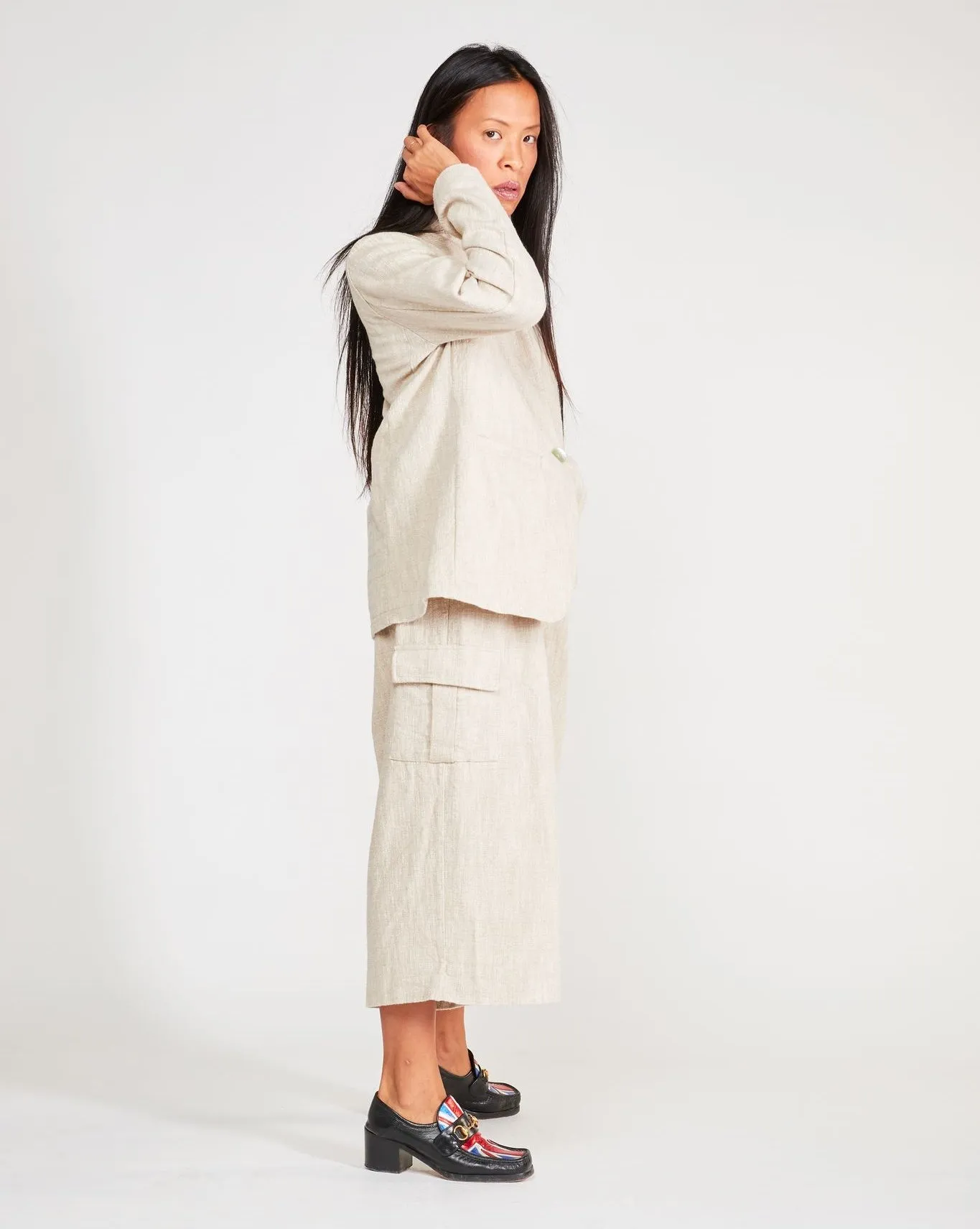Upcycled Cotton Single-Button Blazer