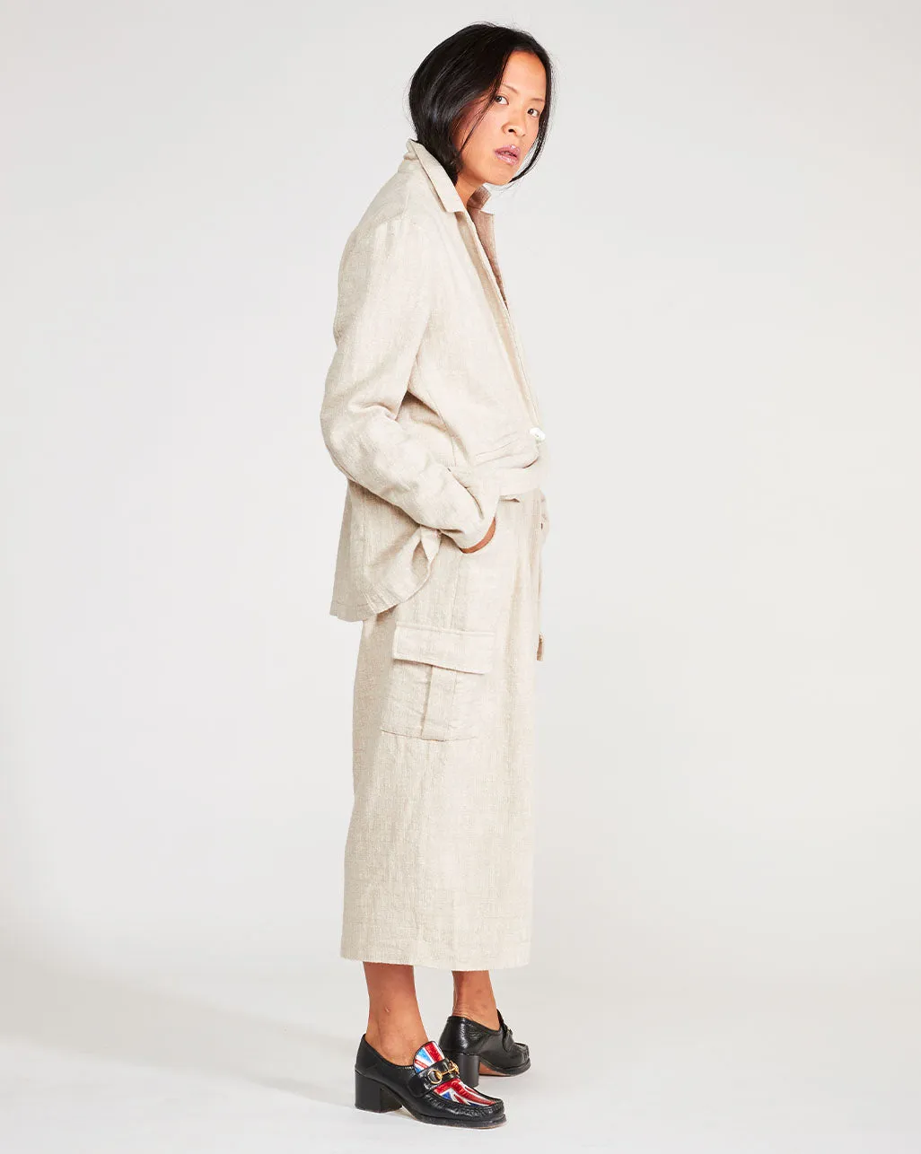 Upcycled Cotton Single-Button Blazer