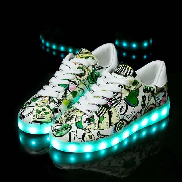 USB Charger Glowing Sneakers Children Led Casual Shoes Breathable Shoes