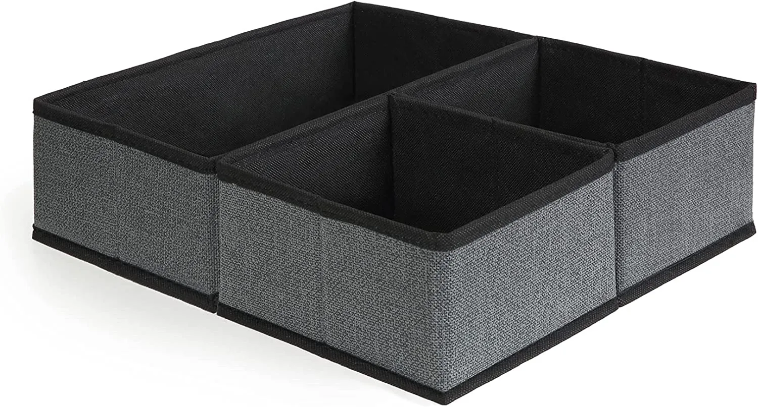 Utureal Set of 3 Foldable Storage Cubes, Fabric Storage Box Desk Organizers for Home and Office, Storage Bins for Cabinet Shelves Closet Drawer Organizing, Toys, Clothes Storage Container (Dark Grey)