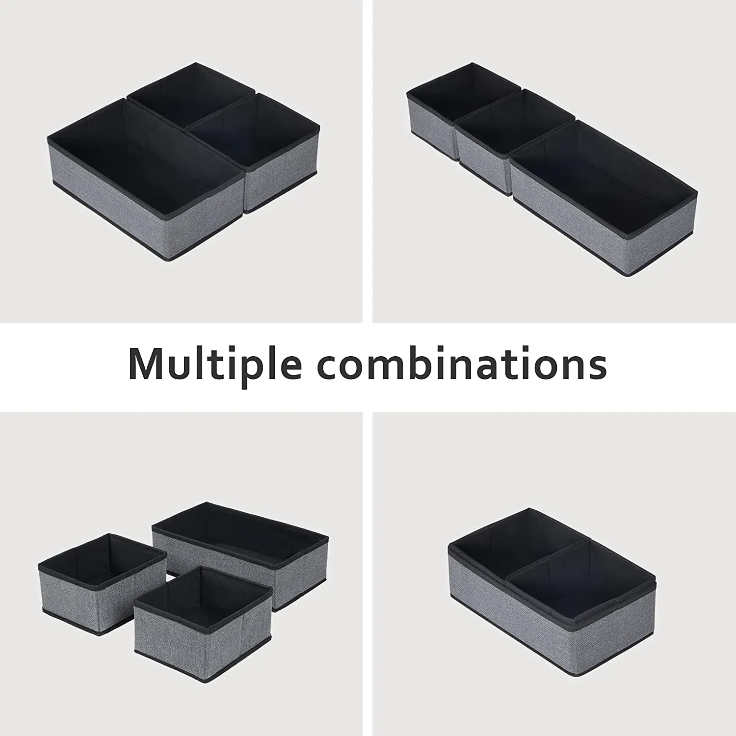 Utureal Set of 3 Foldable Storage Cubes, Fabric Storage Box Desk Organizers for Home and Office, Storage Bins for Cabinet Shelves Closet Drawer Organizing, Toys, Clothes Storage Container (Dark Grey)