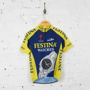 Vintage Festina Watches Cycling Jersey Top - Blue - XS