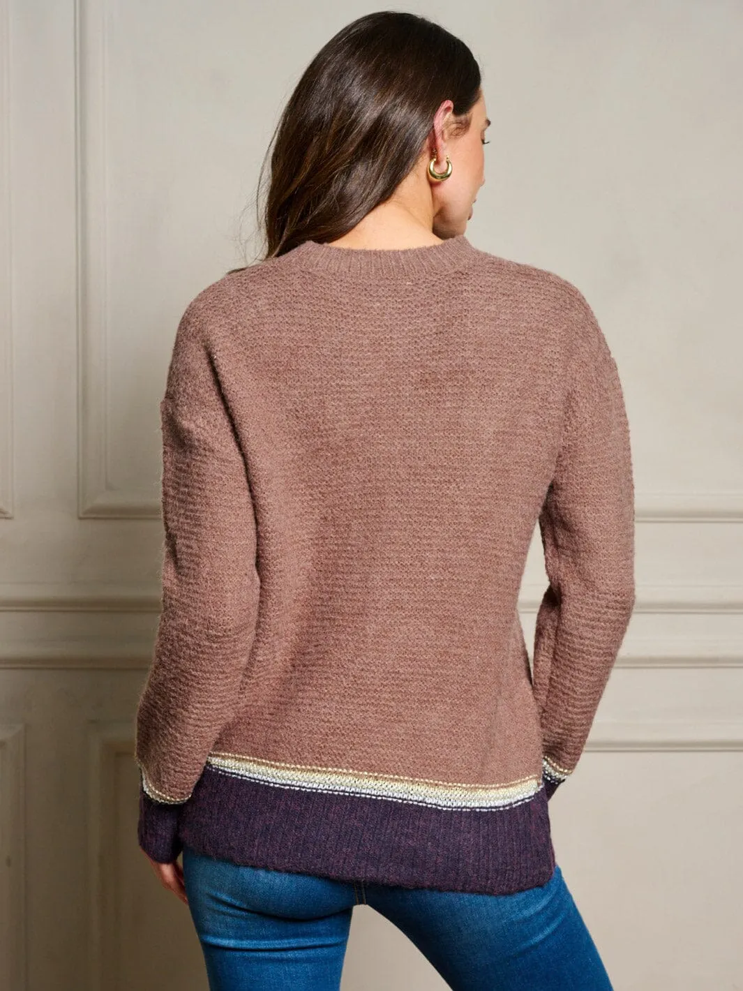 WOMEN'S LONG SLEEVE COLORBLOCK PULLOVER SWEATER