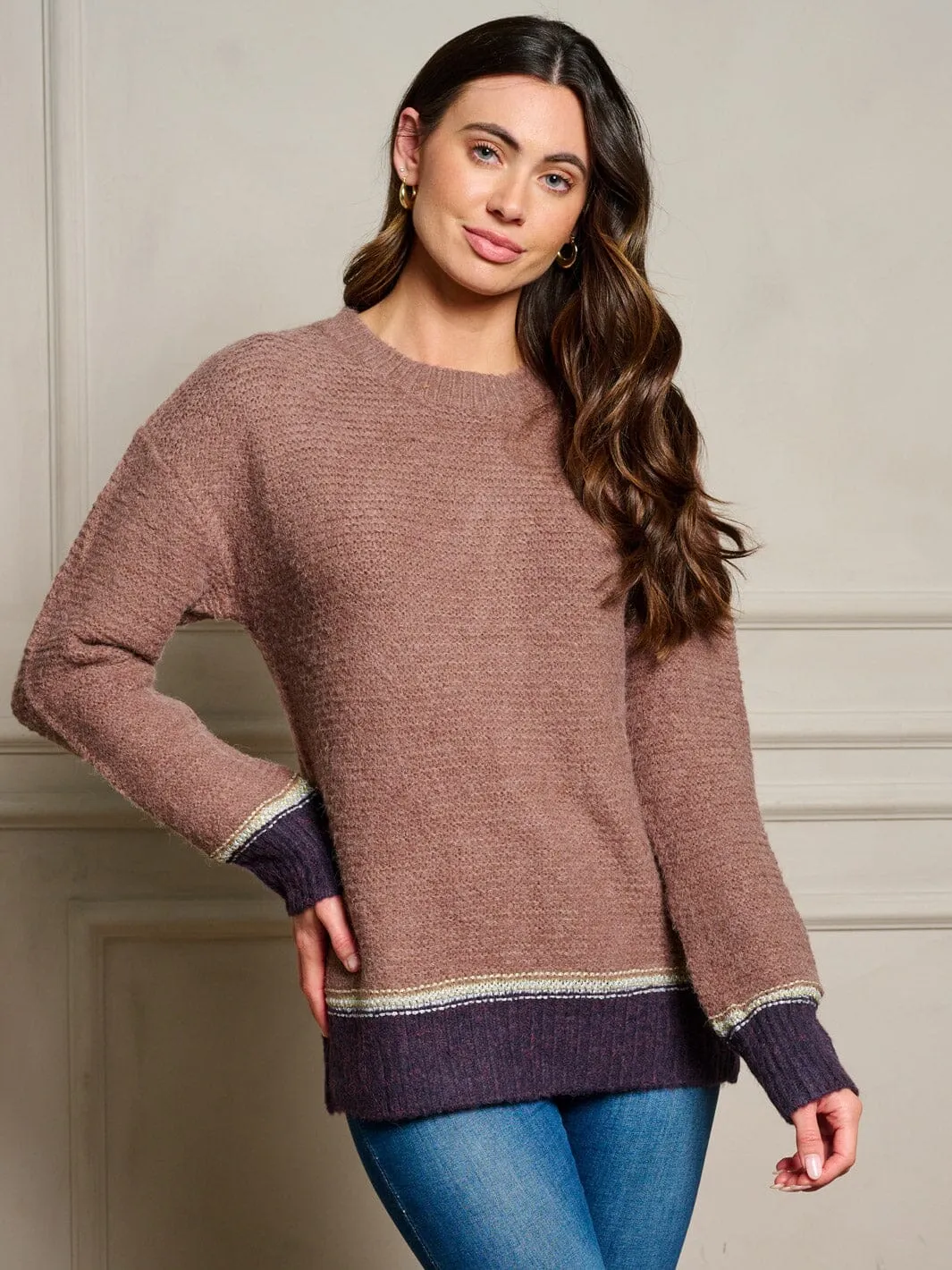 WOMEN'S LONG SLEEVE COLORBLOCK PULLOVER SWEATER