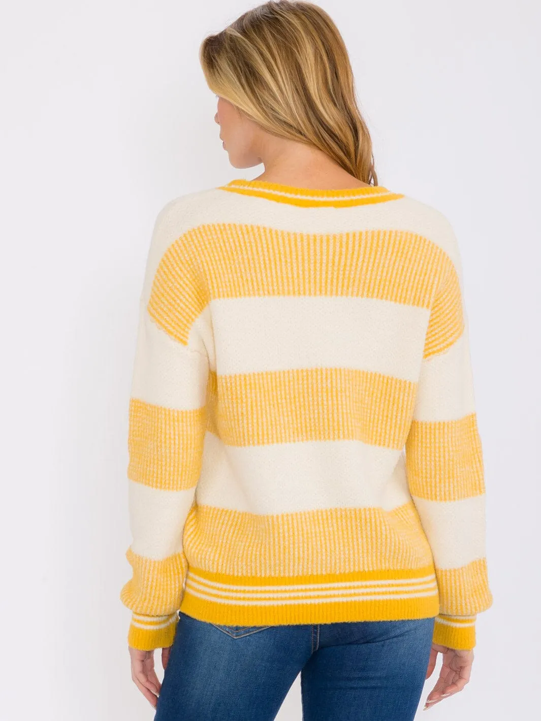 WOMEN'S LONG SLEEVES PULLOVER COLORBLOCK STRIPES SWEATER