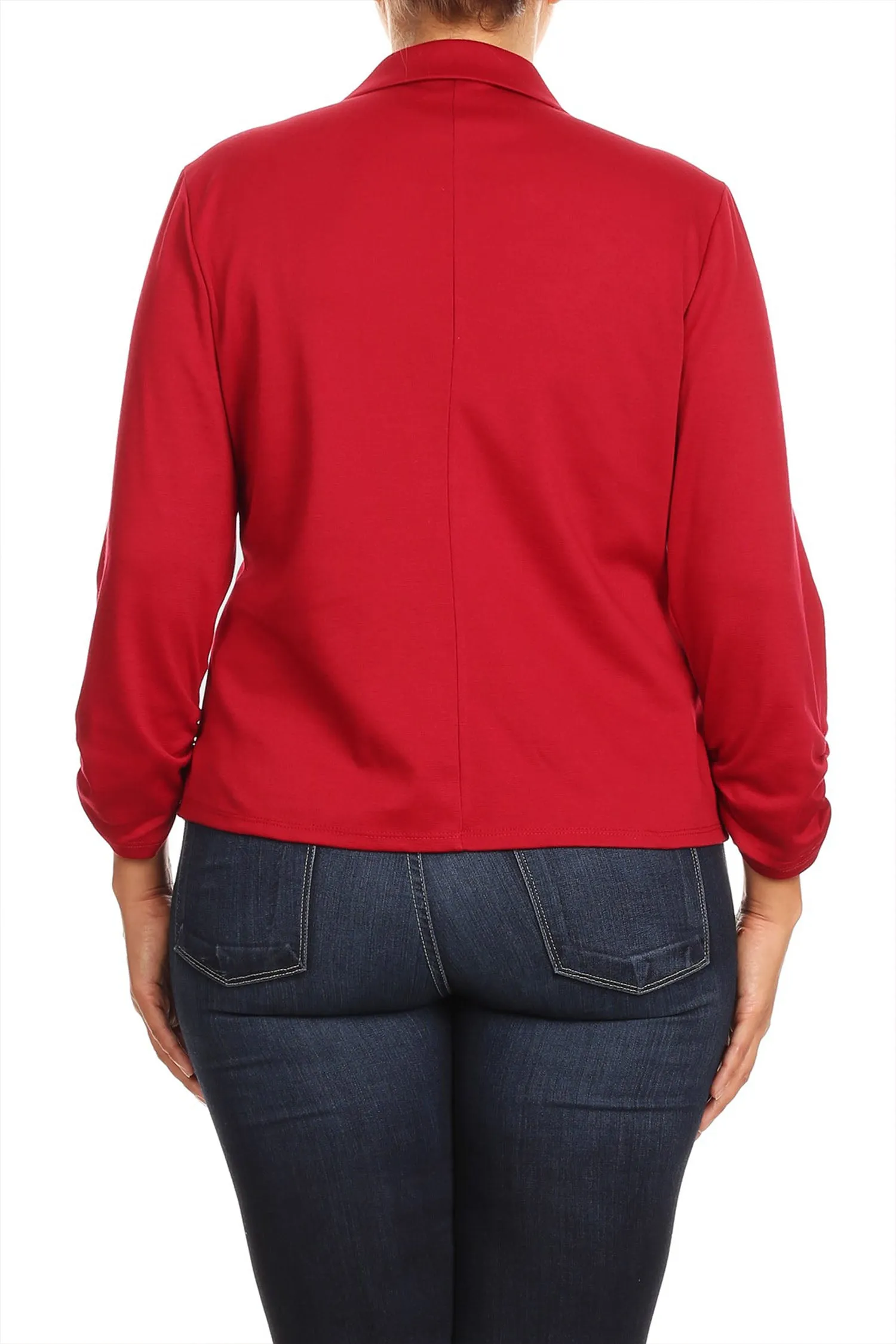 Women's Plus Size Basic Casual Button Solid Outerwear Jacket Blazer Made in USA